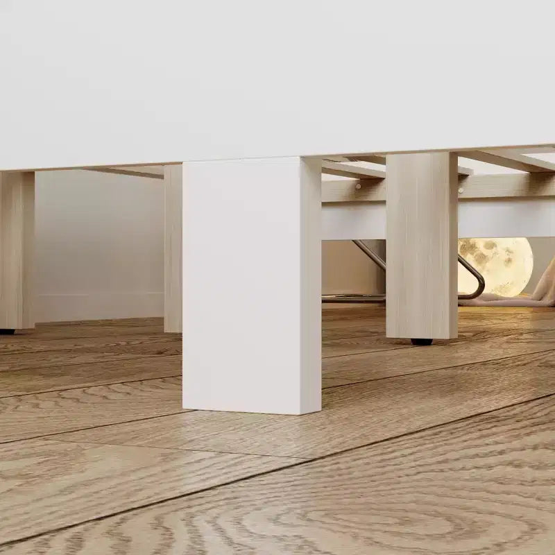 Struttura letto minimalista bianca Queen-Size con testiera imbottita, struttura robusta e lussuosi piedini dorati