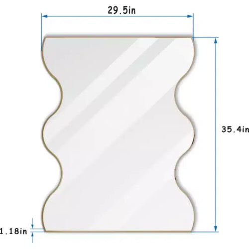 Specchio da parete rettangolare dorato 30x35 con bordi ondulati: Cornice in metallo, per Trucco, per Vestirsi - Elegante per Bagno, Soggiorno, Camera da letto
