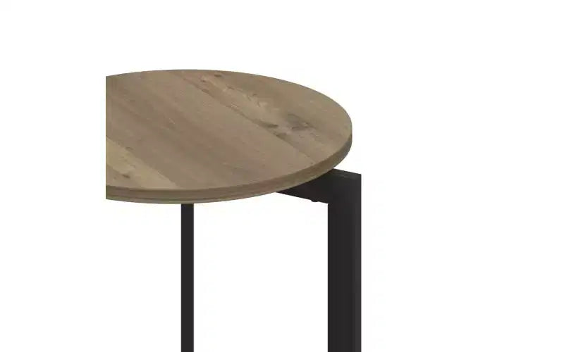 Tavolino rotondo in legno da 49,99 cm H con robusta struttura in metallo