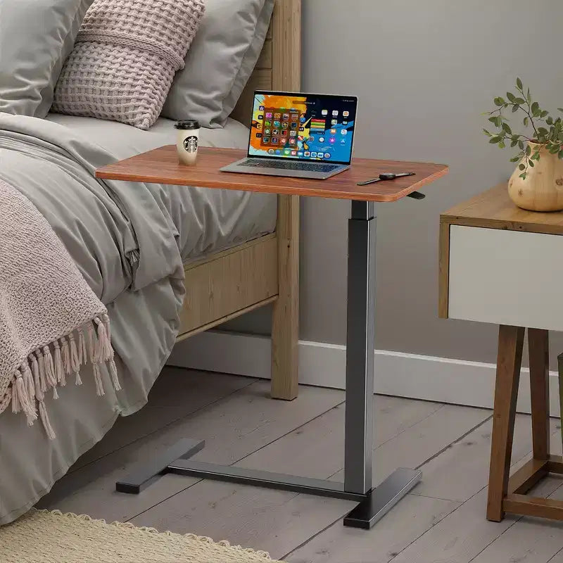 Tavolino da letto con ruote, scrivania regolabile, tavolino laterale in legno
