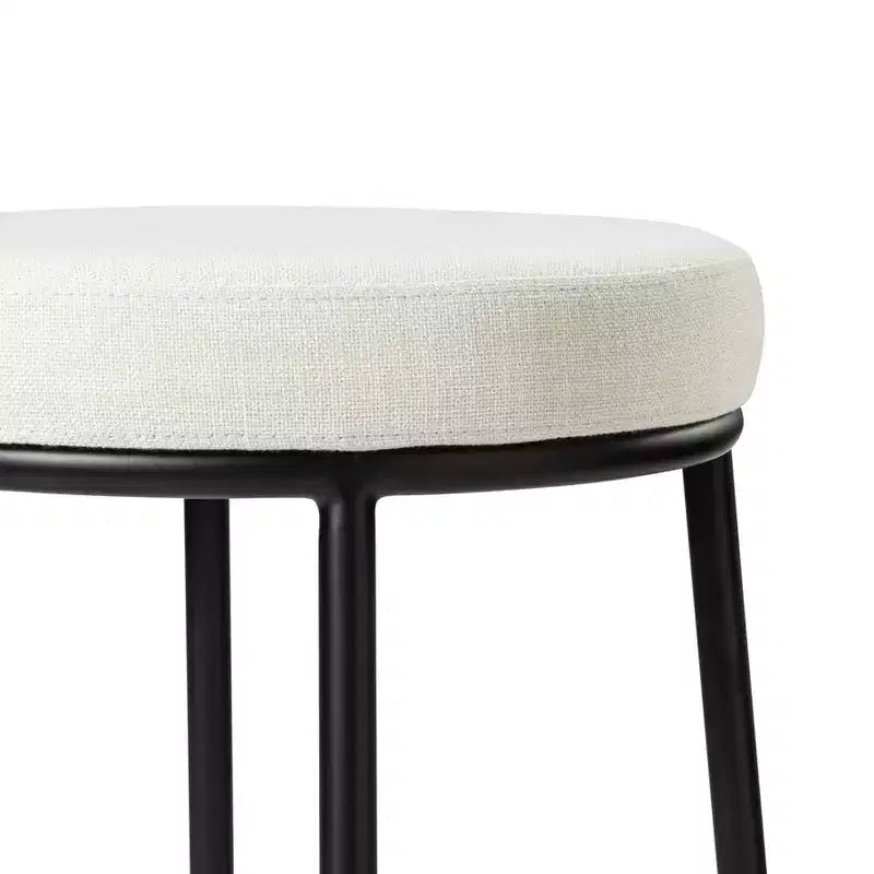 Sgabello da banco senza schienale in metallo con seduta rivestita in tessuto, 26"