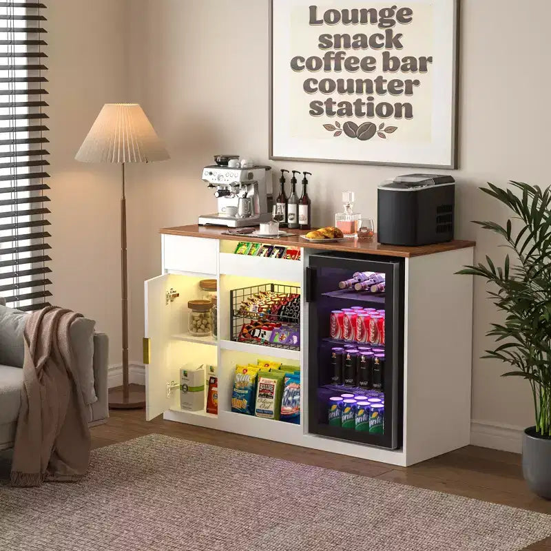Mobile Bar per Snack con Spazio per Frigo, Organizer per Snack con Contenitore per Home Cinema