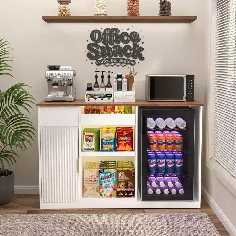 Mobile Bar per Snack con Spazio per Frigo, Organizer per Snack con Contenitore per Home Cinema