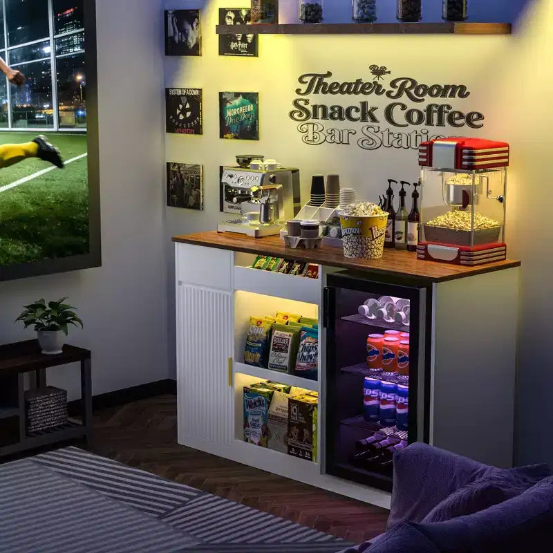 Mobile Bar per Snack con Spazio per Frigo, Organizer per Snack con Contenitore per Home Cinema