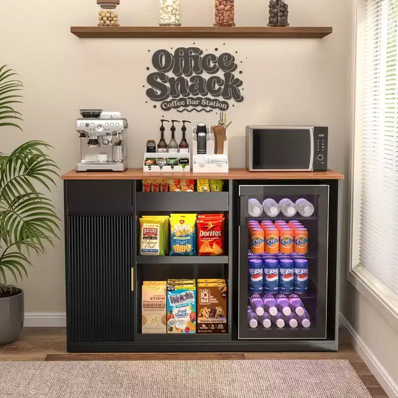 Mobile Bar per Snack con Spazio per Frigo, Organizer per Snack con Contenitore per Home Cinema