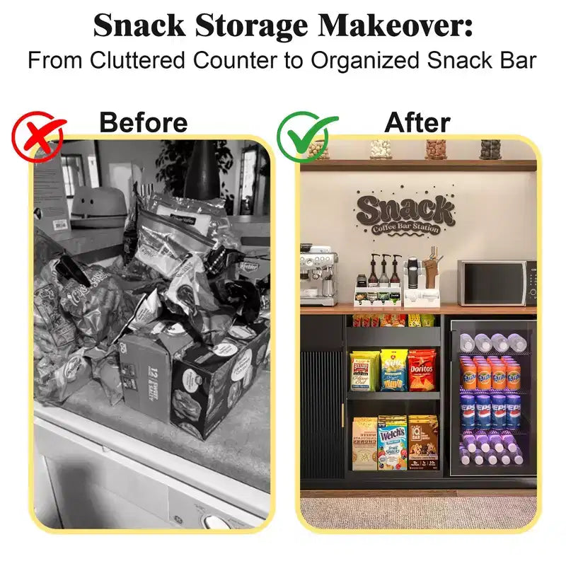 Mobile Bar per Snack con Spazio per Frigo, Organizer per Snack con Contenitore per Home Cinema