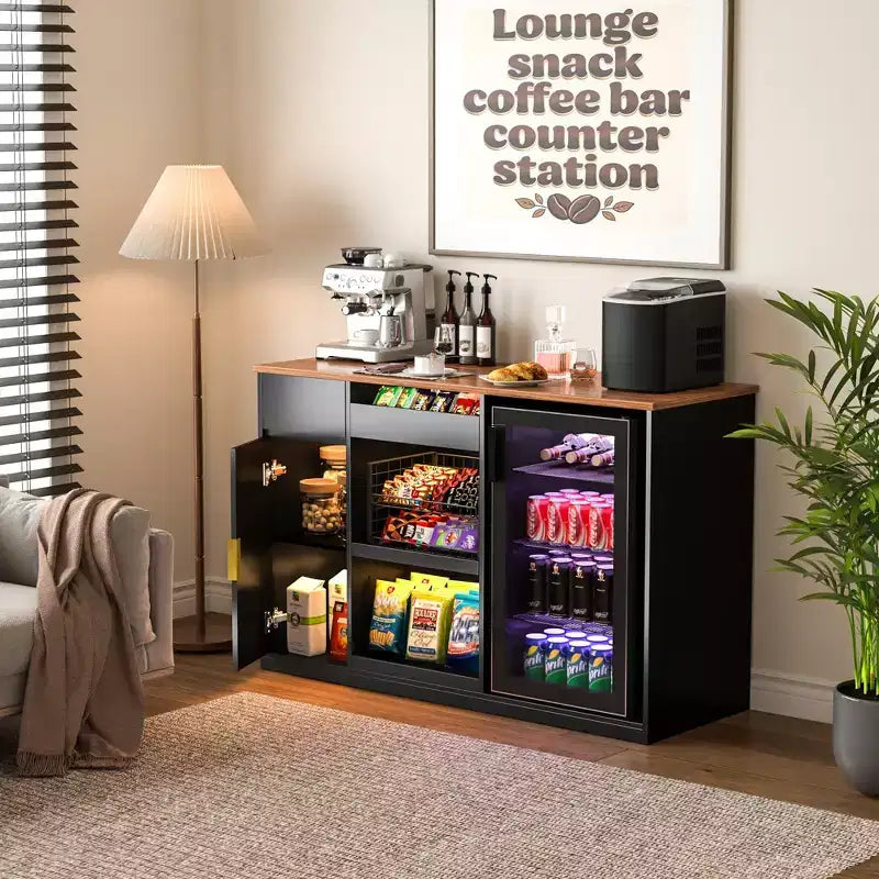 Mobile Bar per Snack con Spazio per Frigo, Organizer per Snack con Contenitore per Home Cinema