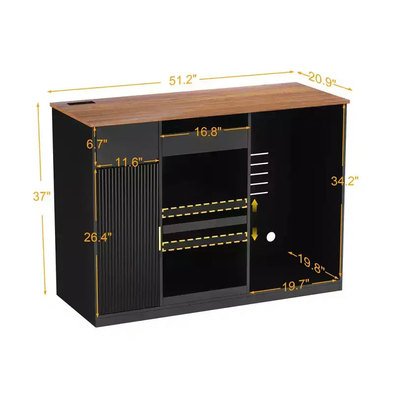 Mobile Bar per Snack con Spazio per Frigo, Organizer per Snack con Contenitore per Home Cinema