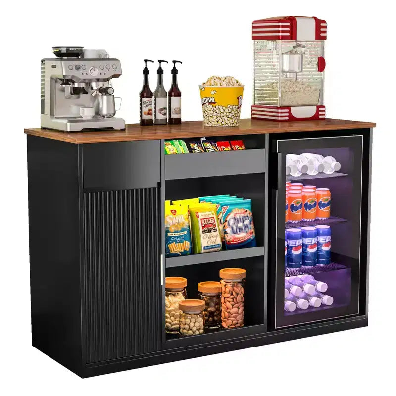 Mobile Bar per Snack con Spazio per Frigo, Organizer per Snack con Contenitore per Home Cinema