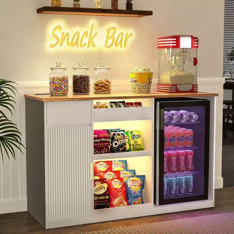 Mobile Bar per Snack con Spazio per Frigo, Organizer per Snack con Contenitore per Home Cinema