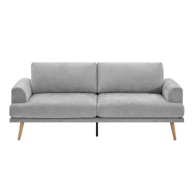 Divano da 79,9" per soggiorno, divano a 3 posti con gambe in legno di gomma, poltrona divano per casa/appartamento, grigio
