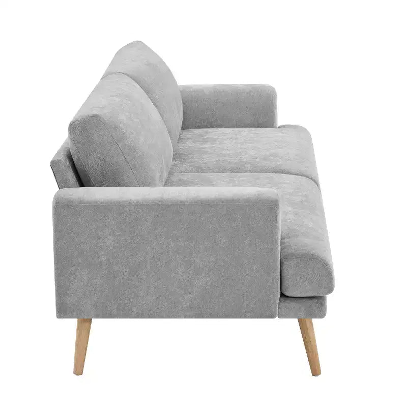 Divano da 79,9" per soggiorno, divano a 3 posti con gambe in legno di gomma, poltrona divano per casa/appartamento, grigio