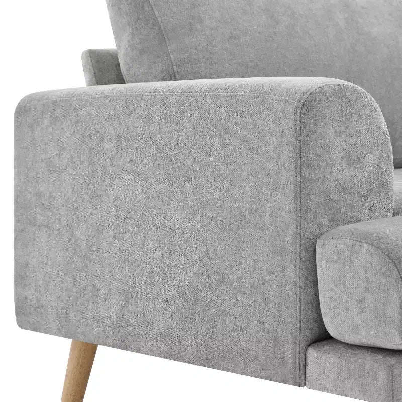 Divano da 79,9" per soggiorno, divano a 3 posti con gambe in legno di gomma, poltrona divano per casa/appartamento, grigio