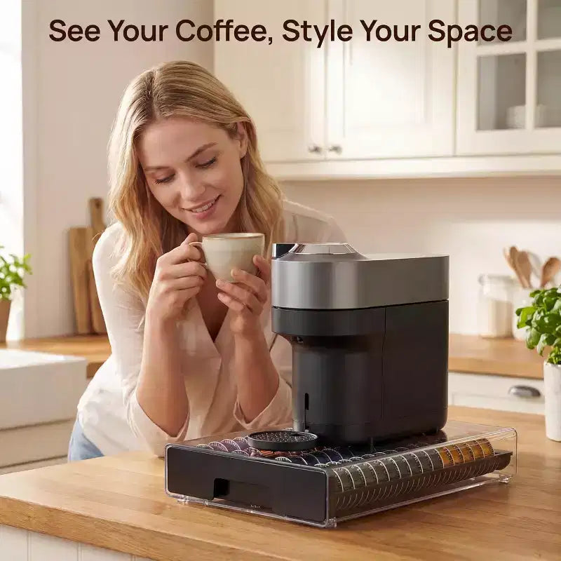 Organizzatore in acrilico trasparente per capsule di caffè, può contenere 40 capsule grandi o 60 piccole