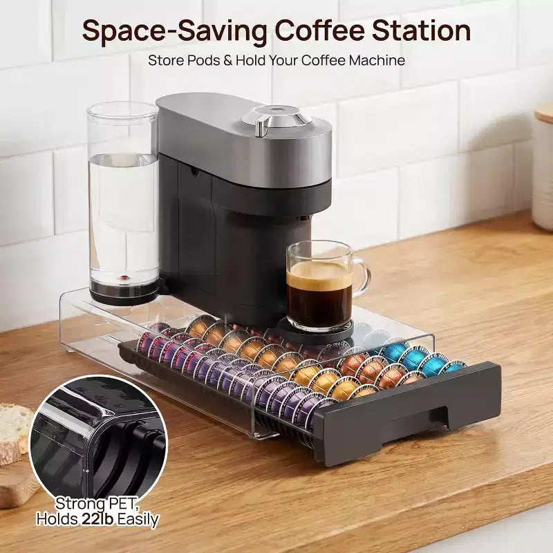 Organizzatore in acrilico trasparente per capsule di caffè, può contenere 40 capsule grandi o 60 piccole