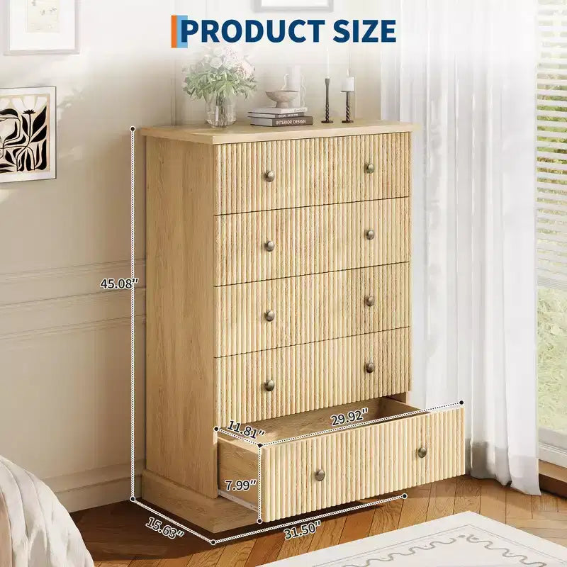 Cassettiera Alta Salvaspazio a 5 Cassetti per Camera da Letto Armadio Verticale Moderno, Mobile Contenitore Spazioso con Finitura in Legno Bianco Contemporaneo