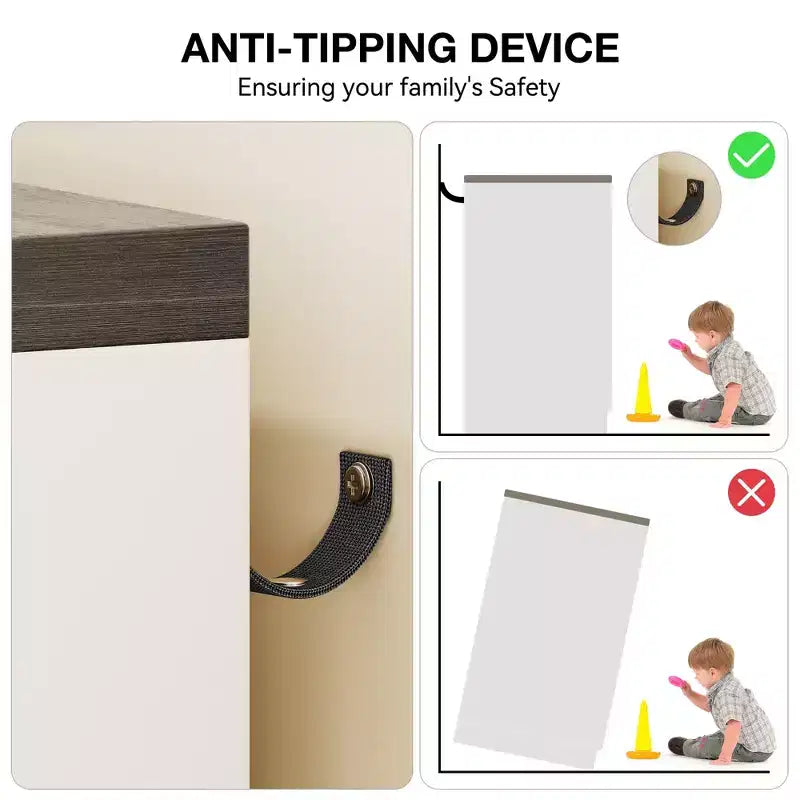 Cassettiera in legno da 43,3 H, armadio basso multifunzionale con 4 cassetti e asta appendiabiti, armadietto contenitore per camera da letto e soggiorno