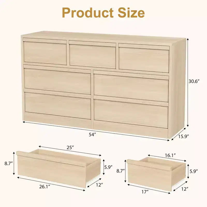 Cassettiera a 3 Cassetti per Camera da Letto, Comò Mobile Contenitore Organizzatore Vestiti per Armadio Soggiorno, Corridoio, Ingresso, Contenitore Verticale, Naturale