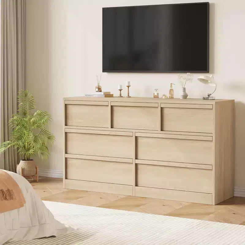 Cassettiera a 3 Cassetti per Camera da Letto, Comò Mobile Contenitore Organizzatore Vestiti per Armadio Soggiorno, Corridoio, Ingresso, Contenitore Verticale, Naturale