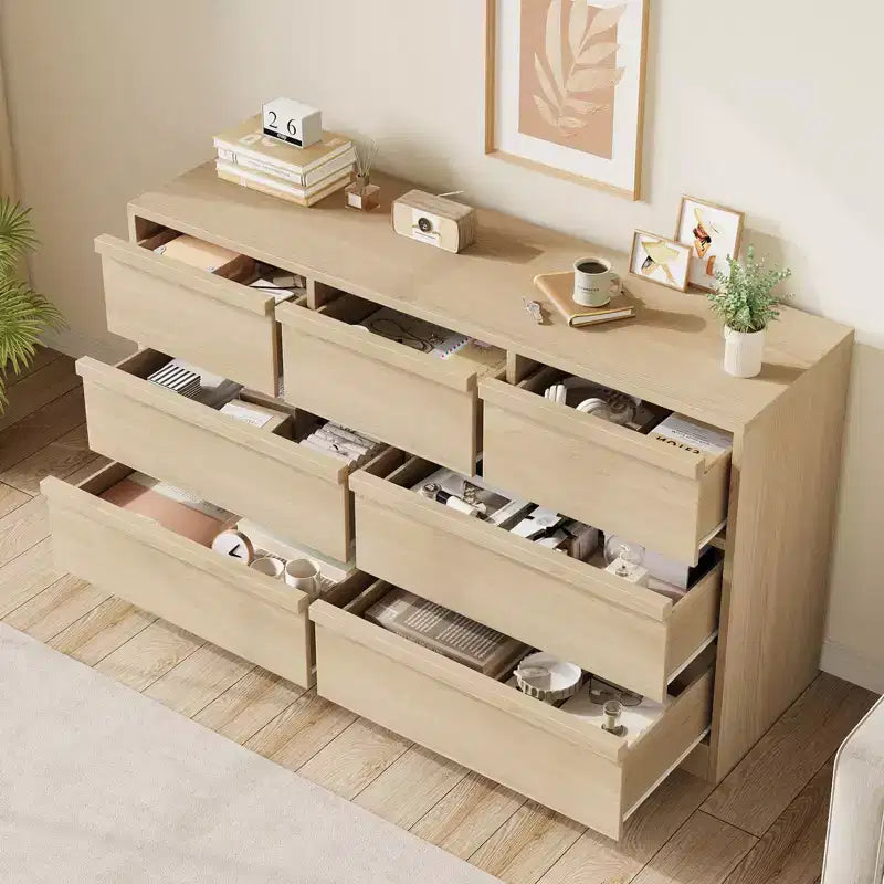 Cassettiera a 3 Cassetti per Camera da Letto, Comò Mobile Contenitore Organizzatore Vestiti per Armadio Soggiorno, Corridoio, Ingresso, Contenitore Verticale, Naturale