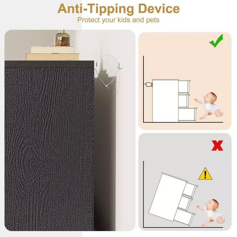 Cassettiera a 3 Cassetti per Camera da Letto, Comò Mobile Contenitore Organizzatore Vestiti per Armadio Soggiorno, Corridoio, Ingresso, Contenitore Verticale, Naturale