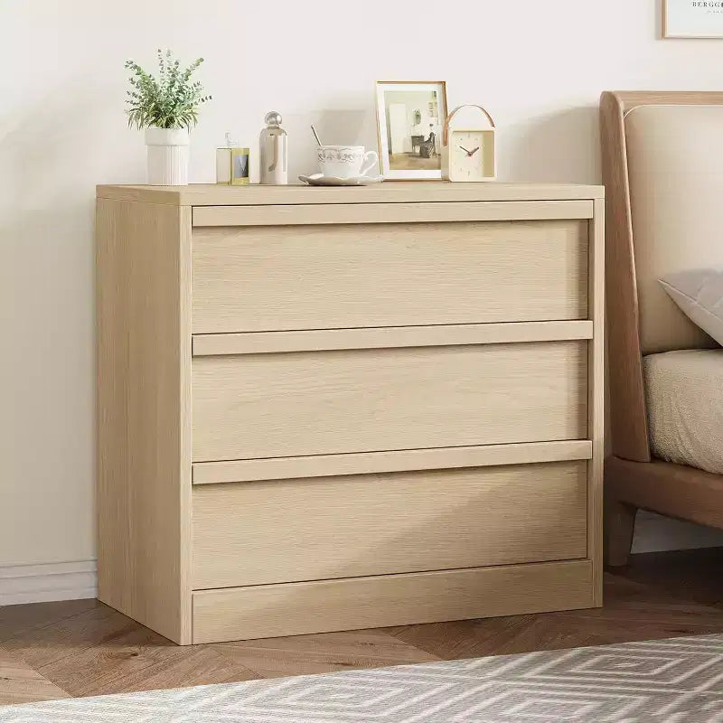 Cassettiera a 3 Cassetti per Camera da Letto, Comò Mobile Contenitore Organizzatore Vestiti per Armadio Soggiorno, Corridoio, Ingresso, Contenitore Verticale, Naturale