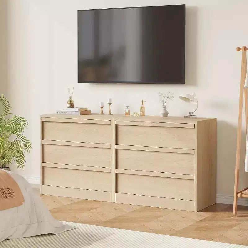 Cassettiera a 3 Cassetti per Camera da Letto, Comò Mobile Contenitore Organizzatore Vestiti per Armadio Soggiorno, Corridoio, Ingresso, Contenitore Verticale, Naturale