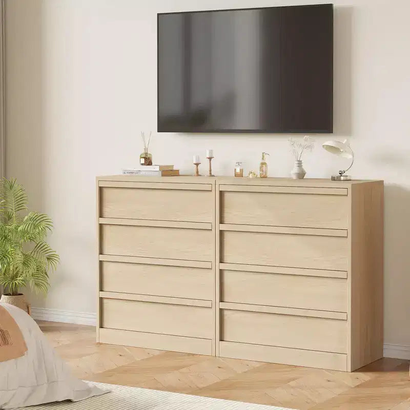 Cassettiera a 3 Cassetti per Camera da Letto, Comò Mobile Contenitore Organizzatore Vestiti per Armadio Soggiorno, Corridoio, Ingresso, Contenitore Verticale, Naturale