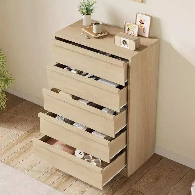 Cassettiera a 3 Cassetti per Camera da Letto, Comò Mobile Contenitore Organizzatore Vestiti per Armadio Soggiorno, Corridoio, Ingresso, Contenitore Verticale, Naturale