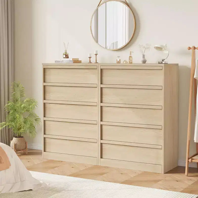 Cassettiera a 3 Cassetti per Camera da Letto, Comò Mobile Contenitore Organizzatore Vestiti per Armadio Soggiorno, Corridoio, Ingresso, Contenitore Verticale, Naturale