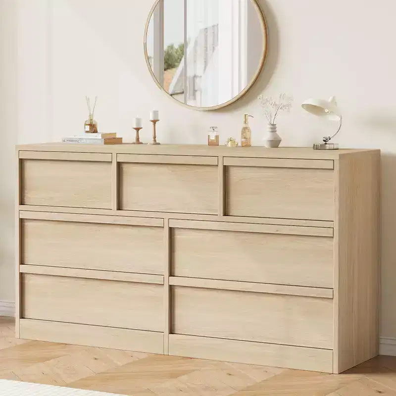 Cassettiera a 3 Cassetti per Camera da Letto, Comò Mobile Contenitore Organizzatore Vestiti per Armadio Soggiorno, Corridoio, Ingresso, Contenitore Verticale, Naturale