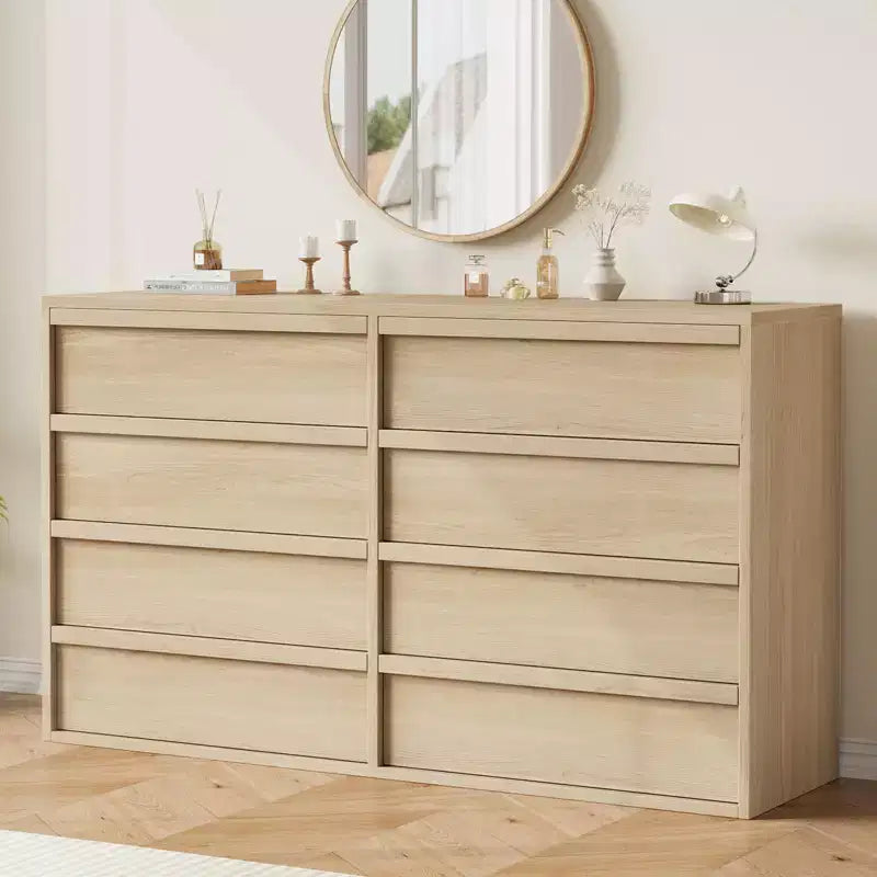 Cassettiera a 3 Cassetti per Camera da Letto, Comò Mobile Contenitore Organizzatore Vestiti per Armadio Soggiorno, Corridoio, Ingresso, Contenitore Verticale, Naturale