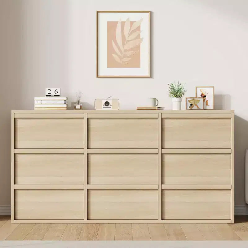 Cassettiera a 3 Cassetti per Camera da Letto, Comò Mobile Contenitore Organizzatore Vestiti per Armadio Soggiorno, Corridoio, Ingresso, Contenitore Verticale, Naturale