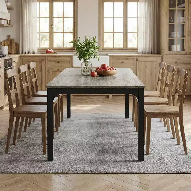 78,7 Tavolo da Pranzo Rustico da 6-8 Persone, Tavolo da Cucina e Ufficio Moderno Impermeabile Antigraffio