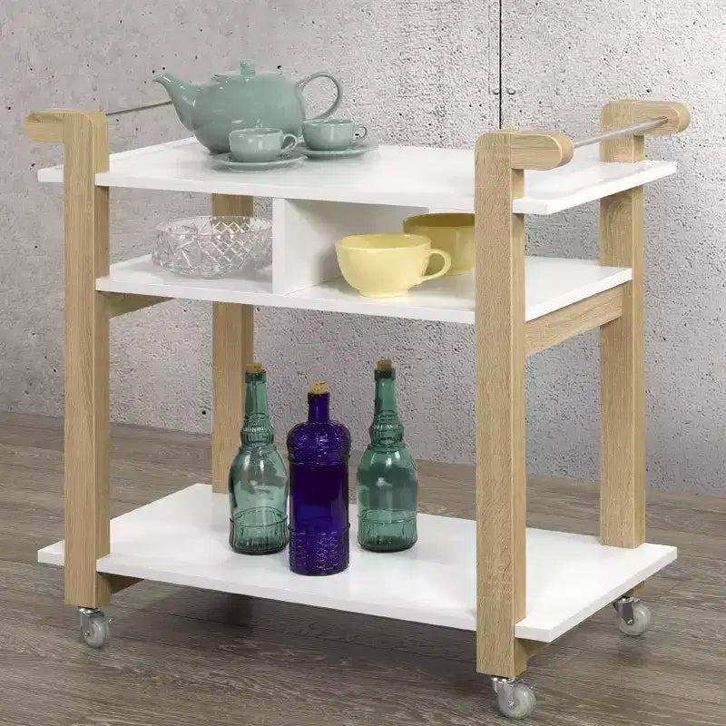 Carrello da Cucina Bianco/Rovere