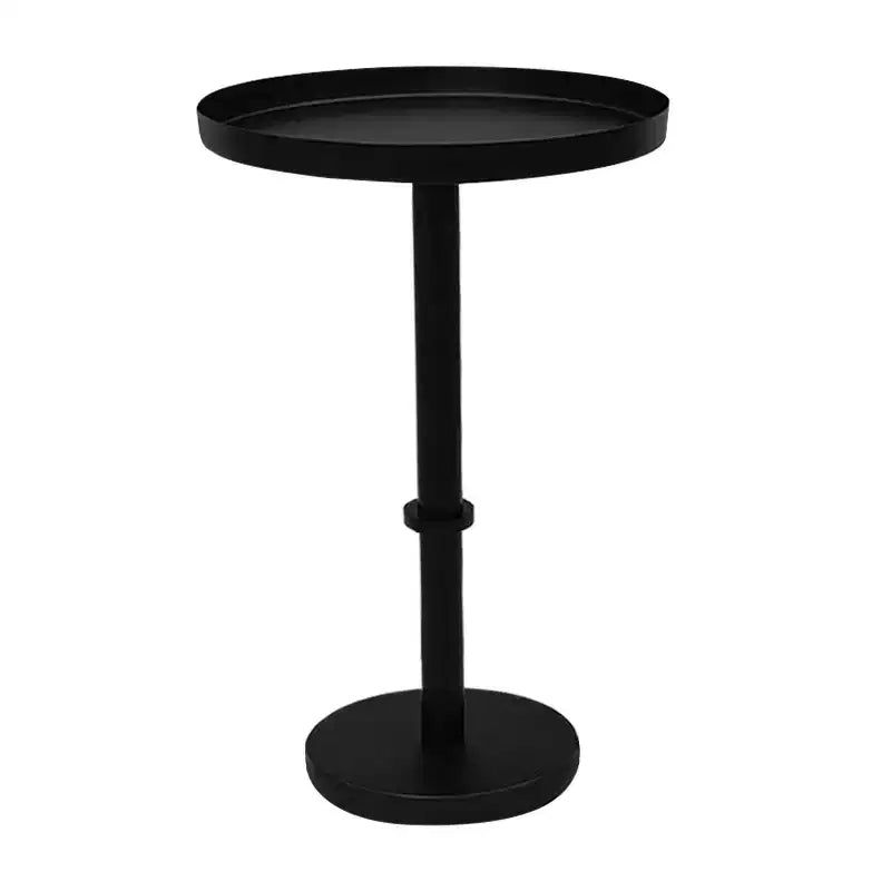 Tavolino Laterale 22" Vintage con Base a Colonna Elegante, Piano Rotondo a Vassoio, Nero Opaco