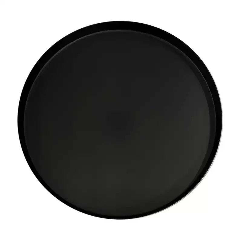 Tavolino Laterale 22" Vintage con Base a Colonna Elegante, Piano Rotondo a Vassoio, Nero Opaco