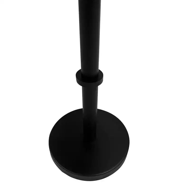 Tavolino Laterale 22" Vintage con Base a Colonna Elegante, Piano Rotondo a Vassoio, Nero Opaco