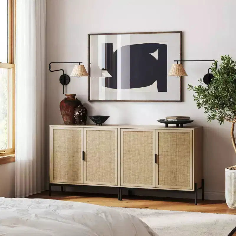 Mobiletto decorativo in rattan bohémien