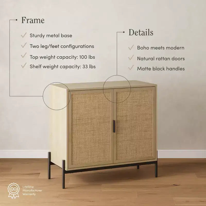 Mobiletto decorativo in rattan bohémien