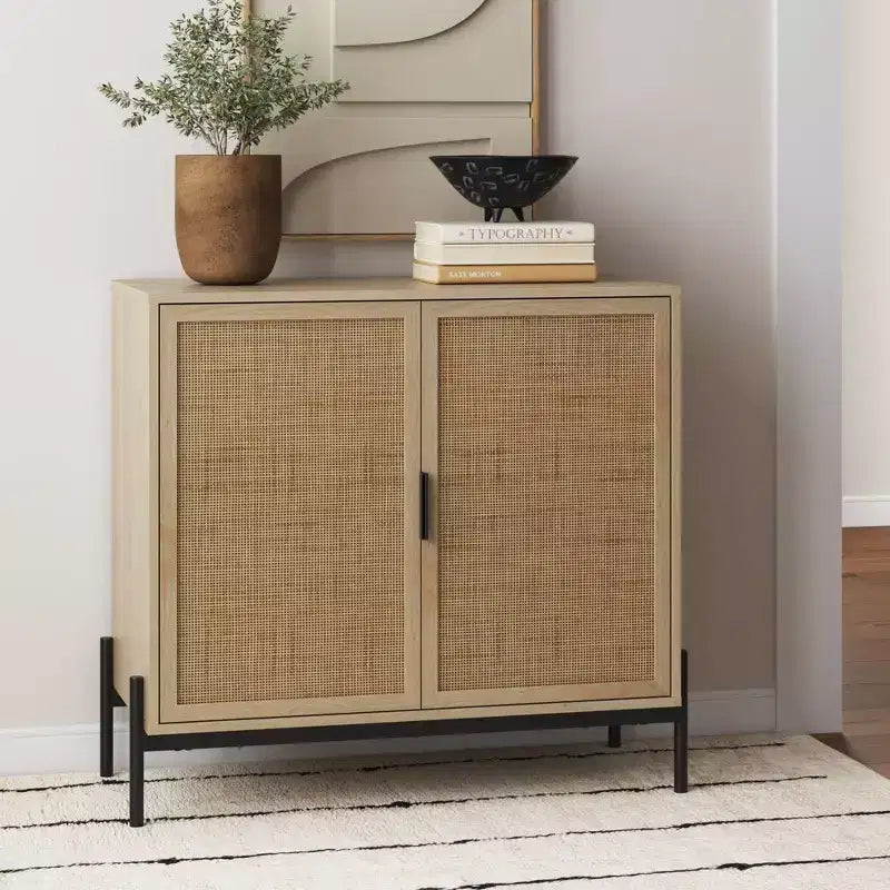 Mobiletto decorativo in rattan bohémien