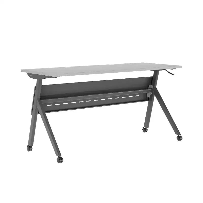 Tavolo da addestramento ribaltabile per impieghi gravosi con design impilabile, pannello per la privacy, gambe a Y, piano del tavolo, struttura in metallo
