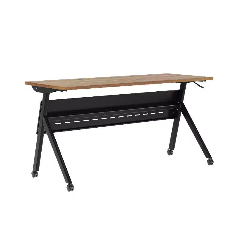 Tavolo da addestramento ribaltabile per impieghi gravosi con design impilabile, pannello per la privacy, gambe a Y, piano del tavolo, struttura in metallo